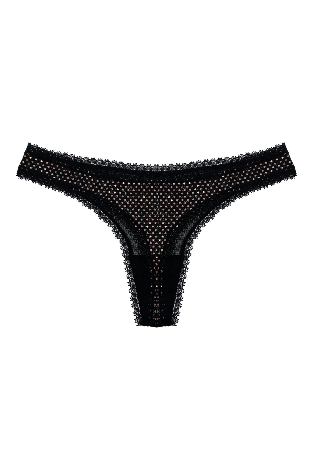 Panty negro con apliques brillantes para mujer