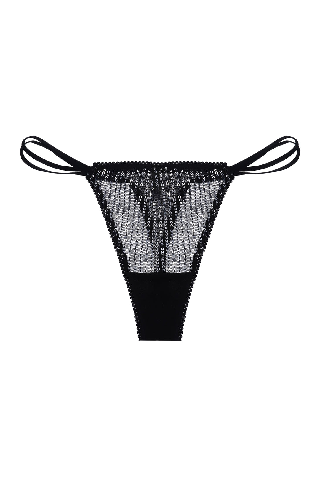 Panty con diseño de lentejuelas negro para mujer