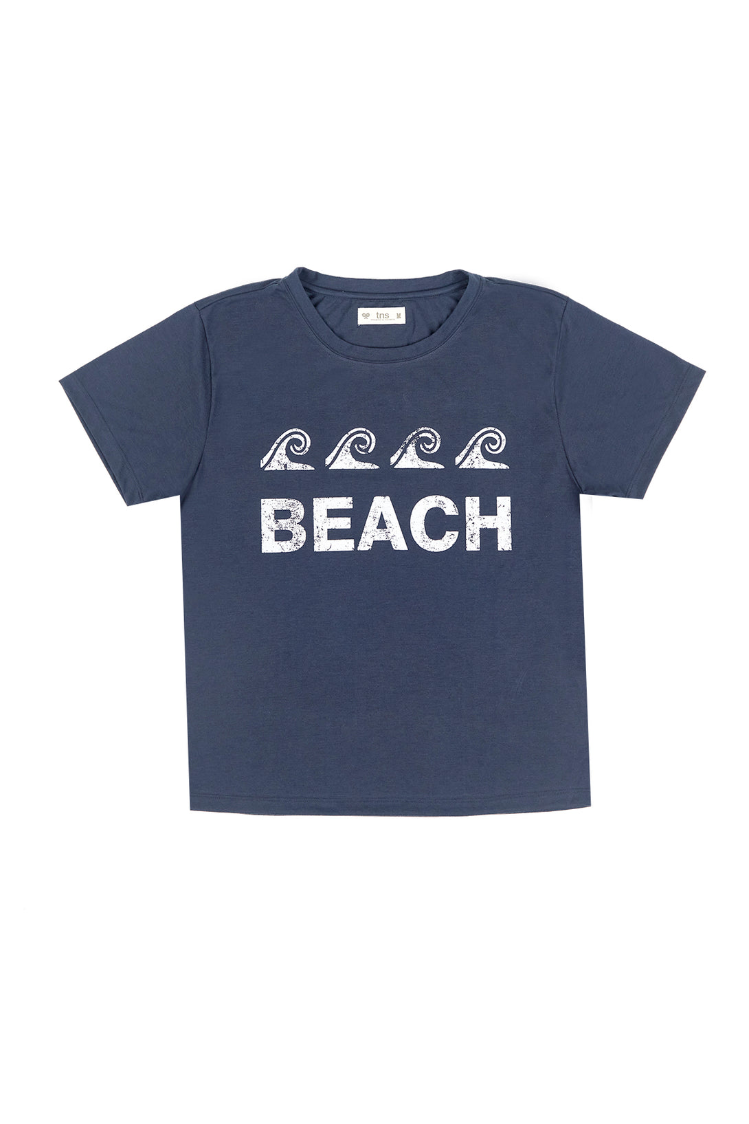 Women's blue wave print t-shirt