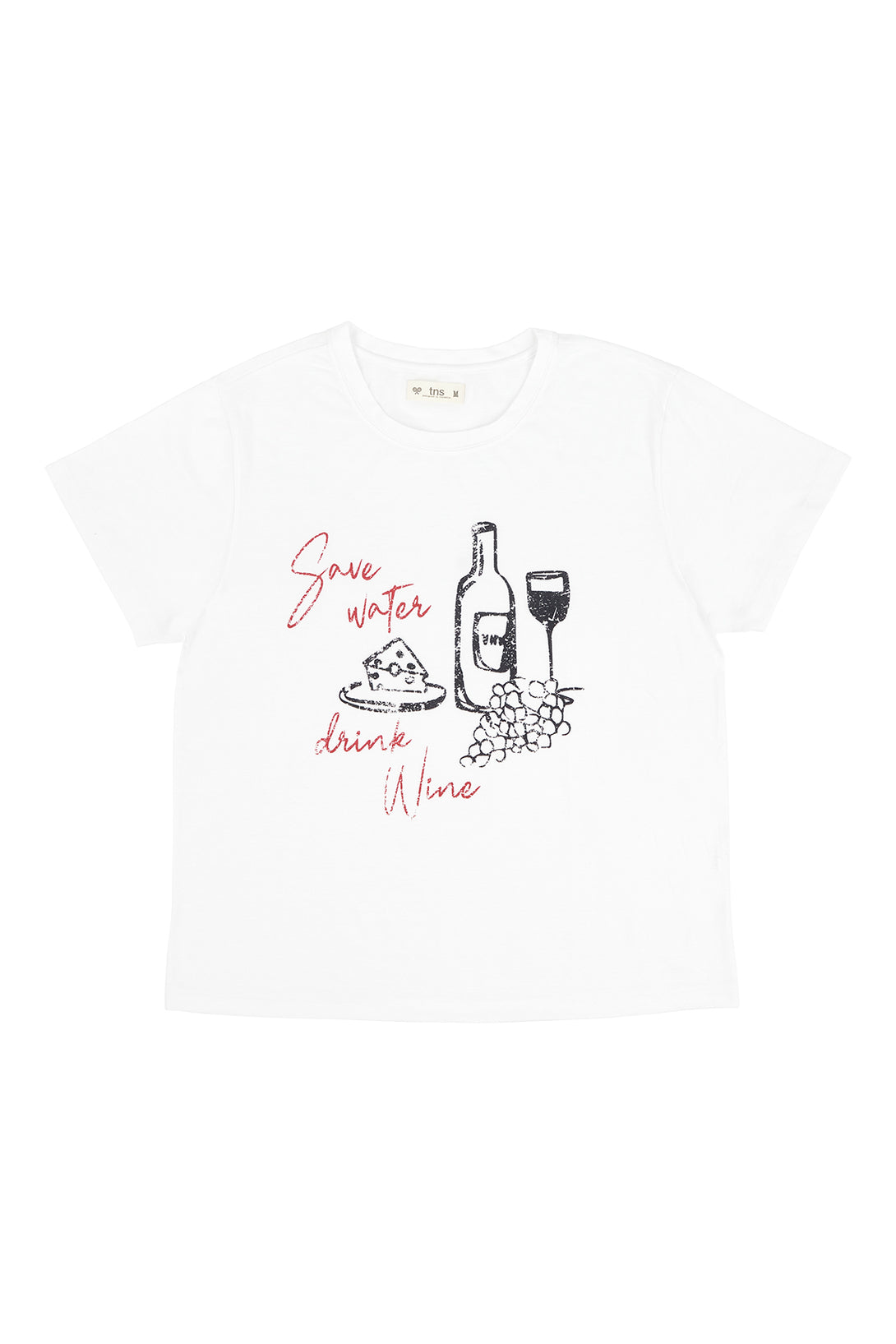 Camiseta blanca con estampado de vino para mujer