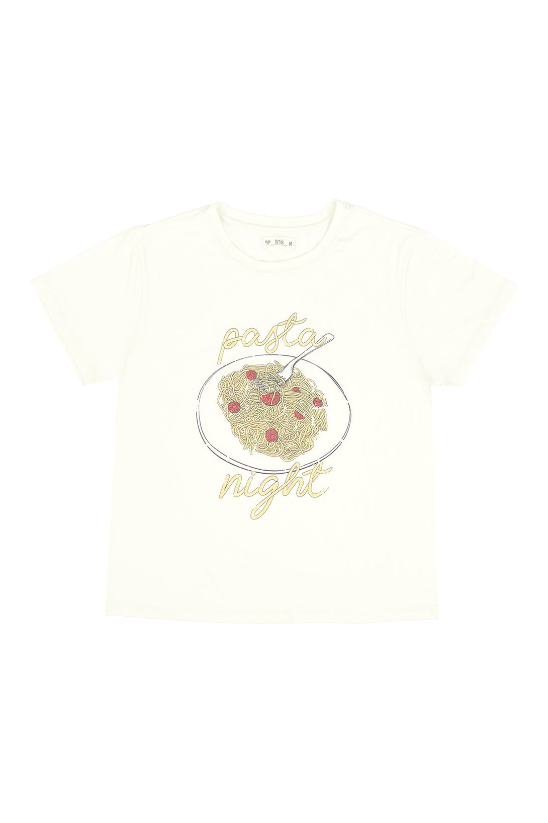 Women's cream t-shirt with front print.