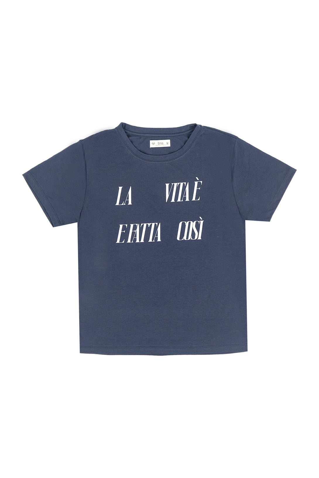 Camiseta azul con estampado de letras para mujer