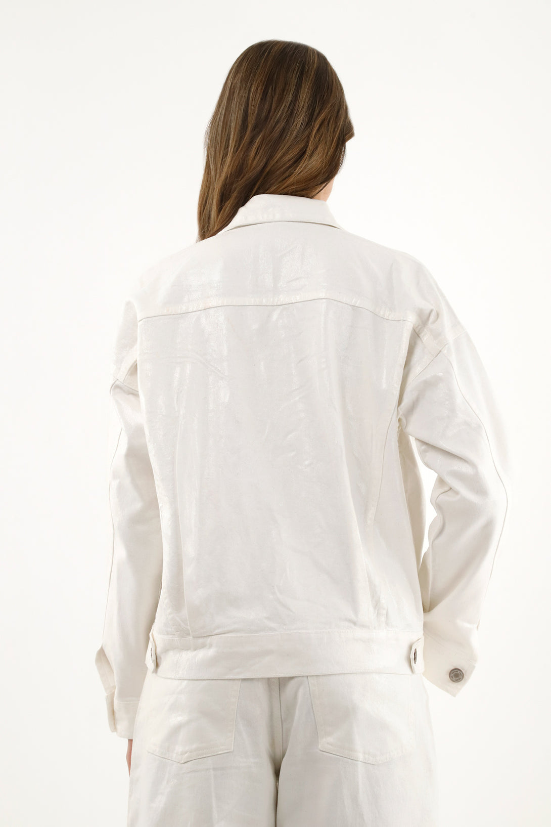 Women's Ecru Foil-Effect Jacket