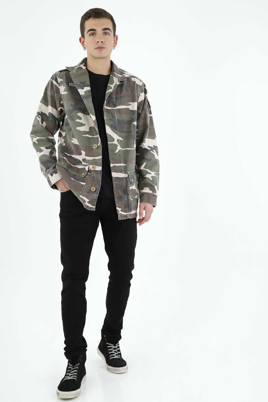 Chaqueta camuflada verde para hombre