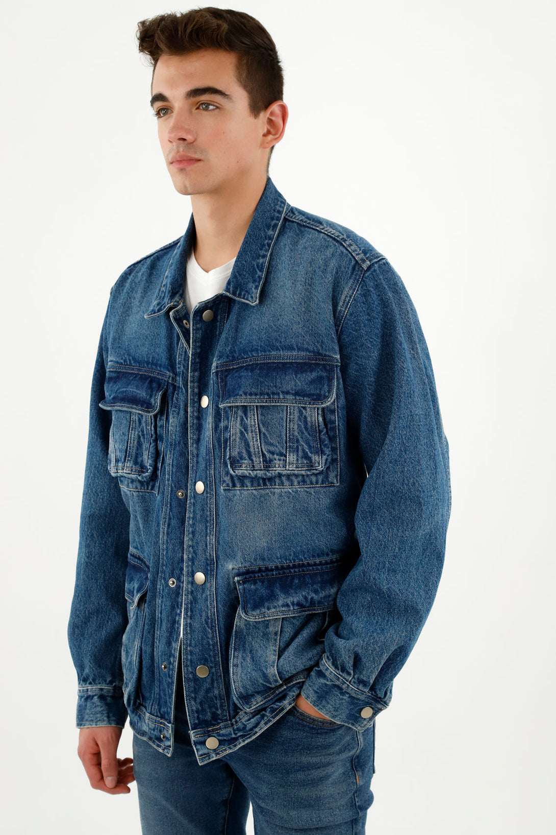 Men's Blue Cargo Pocket Jacket