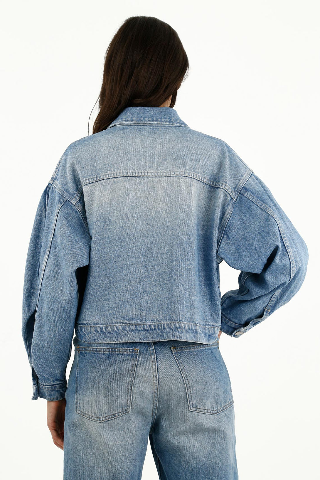 Women's Blue Puff Sleeve Jacket