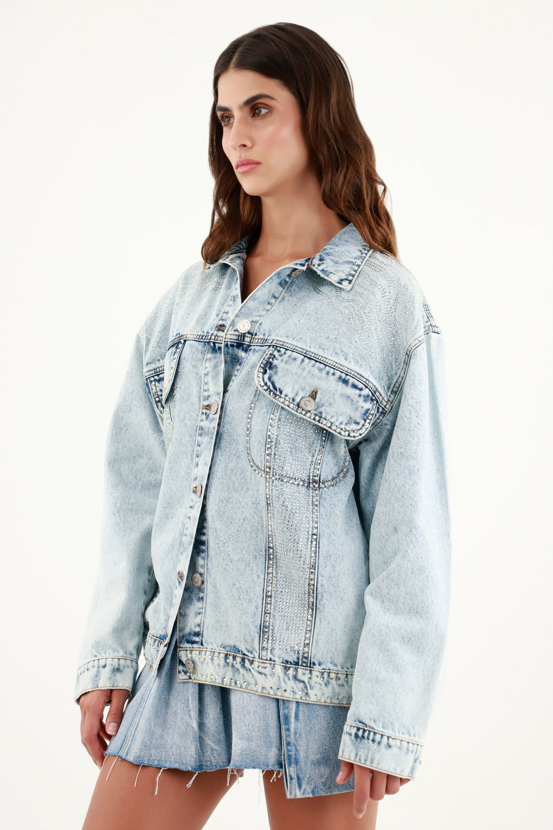 Women's Blue Embellished Jacket