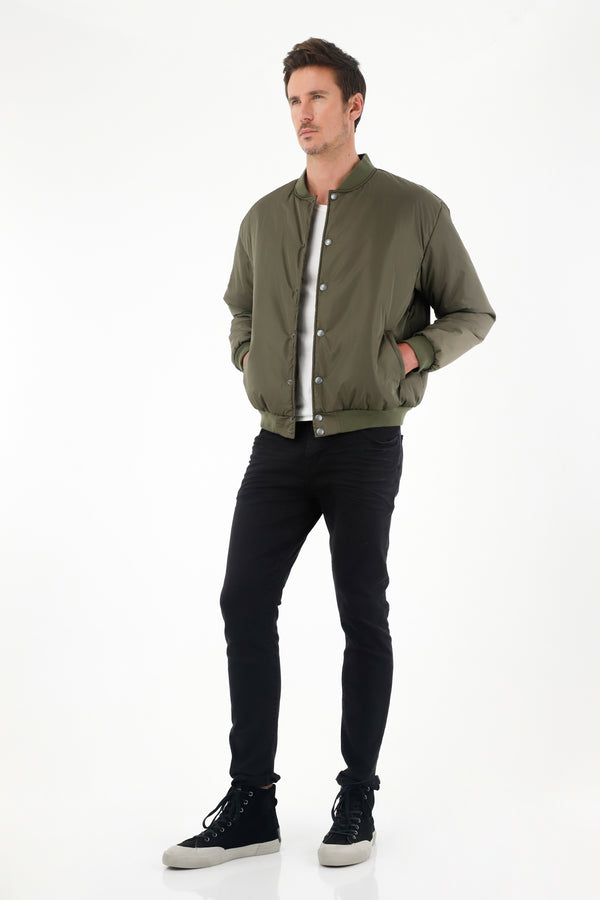 Men's Green Fit Bomber Jacket