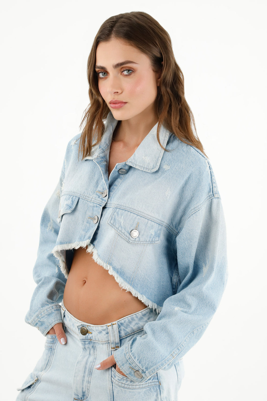 Women's Blue Cropped Jacket