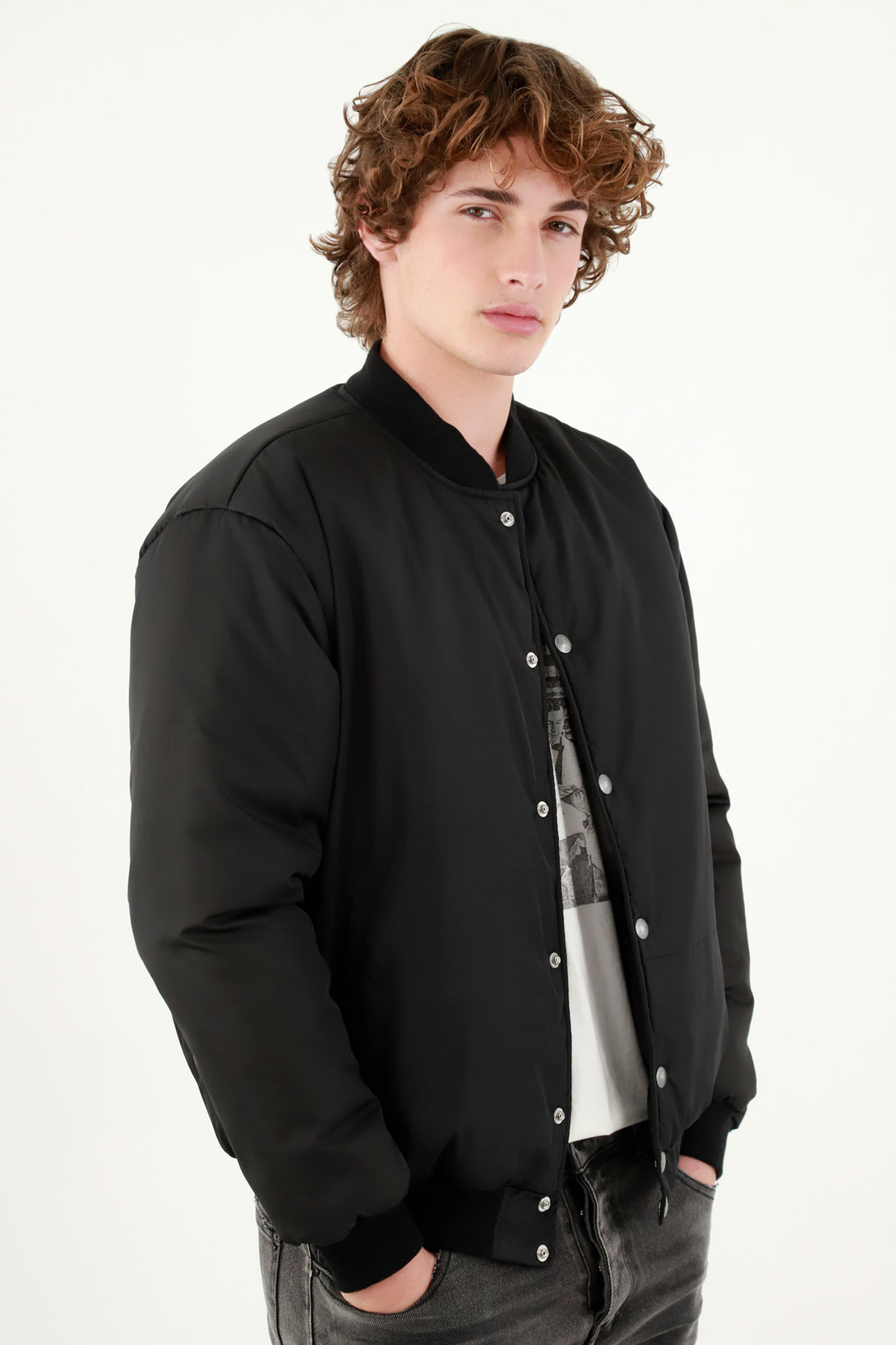 Men's Black Fit Bomber Jacket