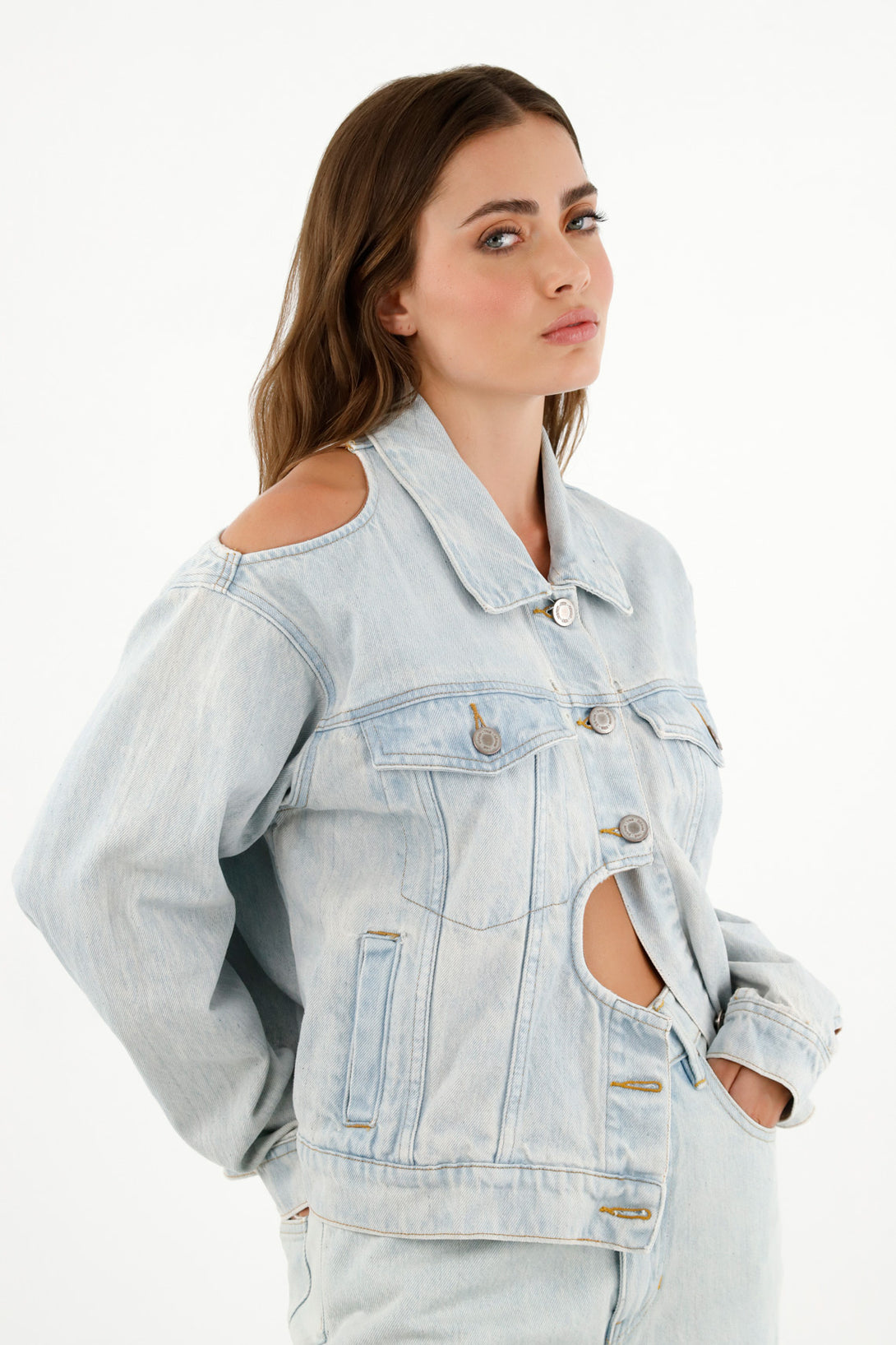 Women's Blue Jacket with Cut-Outs