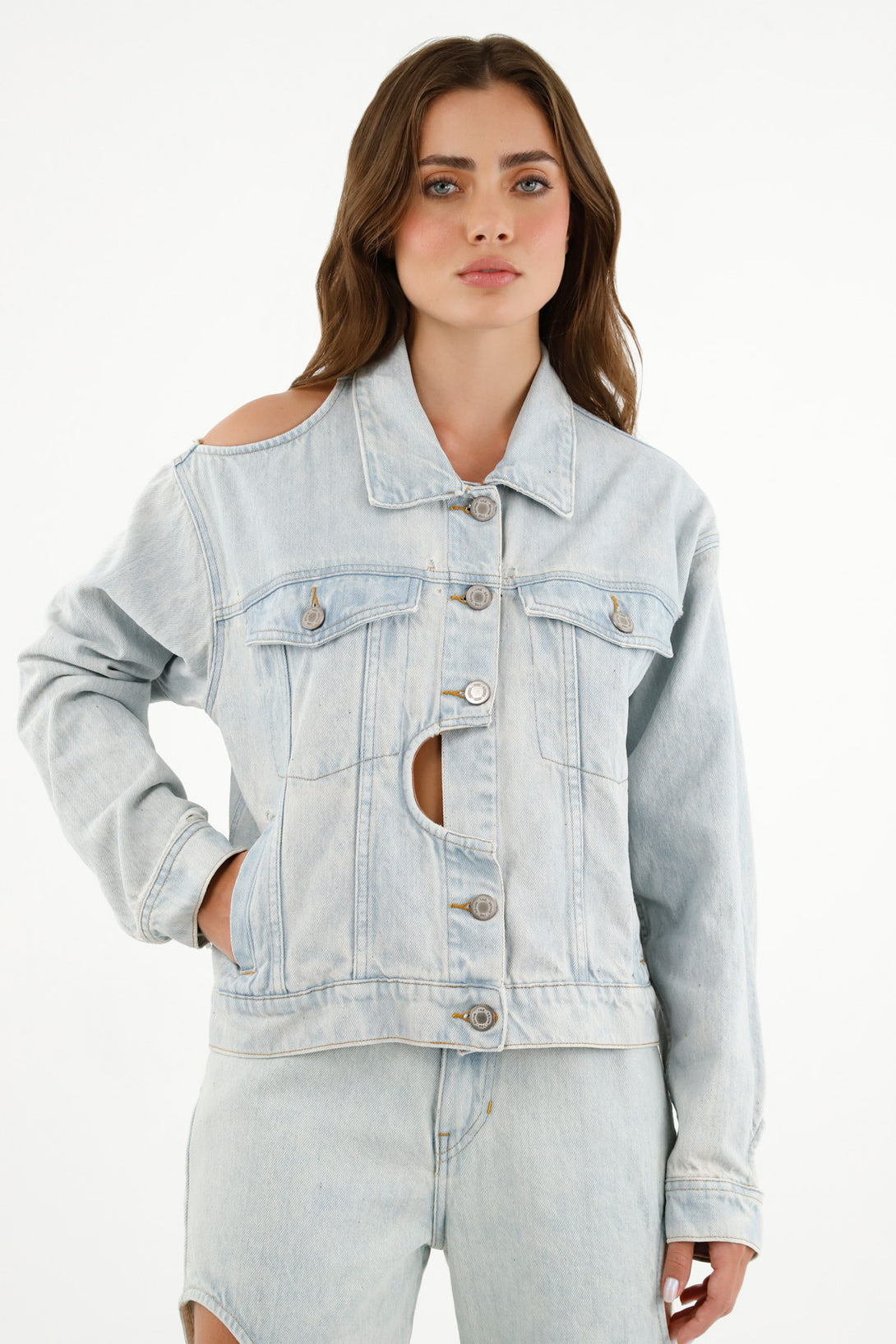 Women's Blue Jacket with Cut-Outs