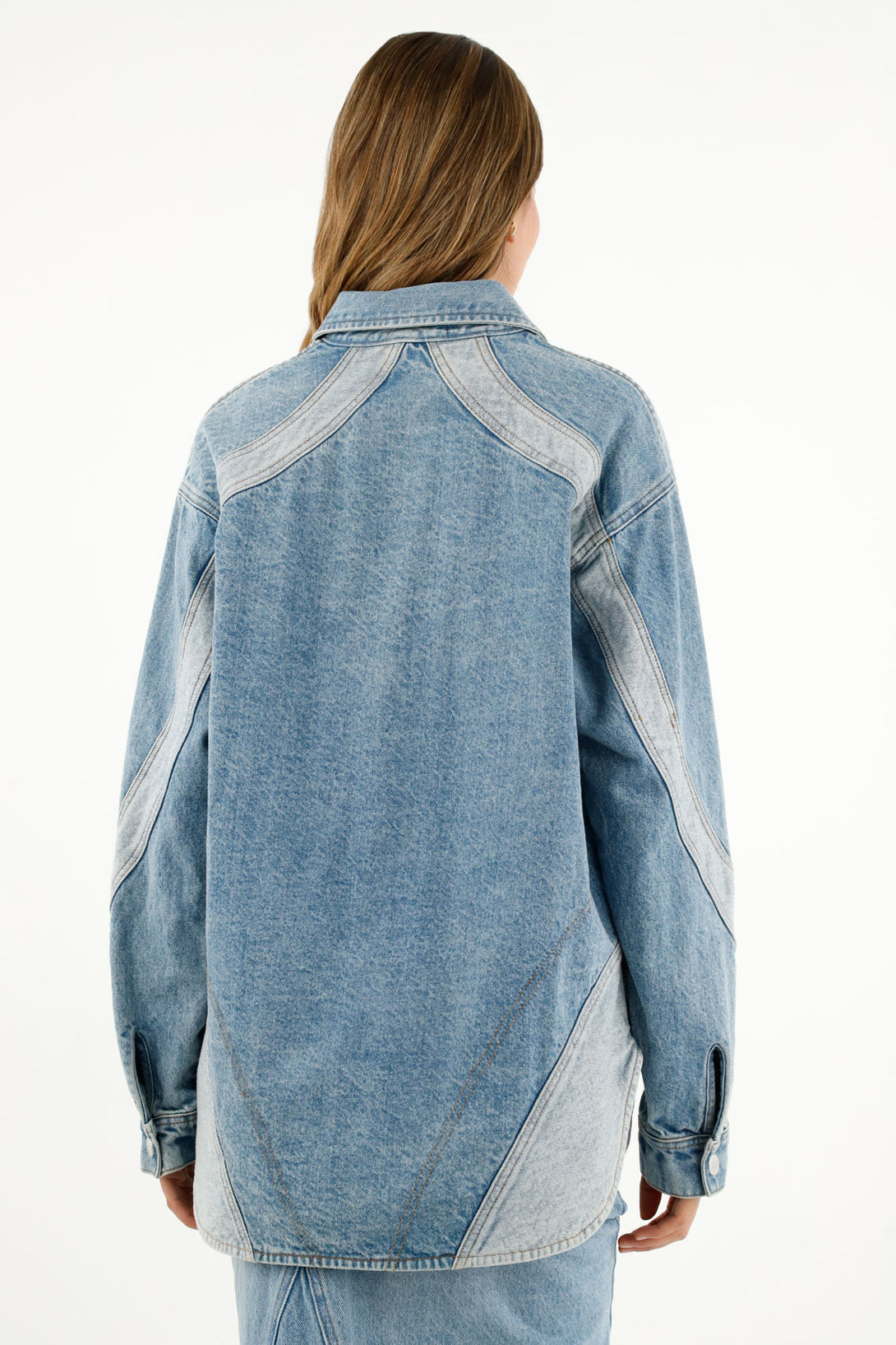 Women's Blue Denim Overshirt with Cut-Outs