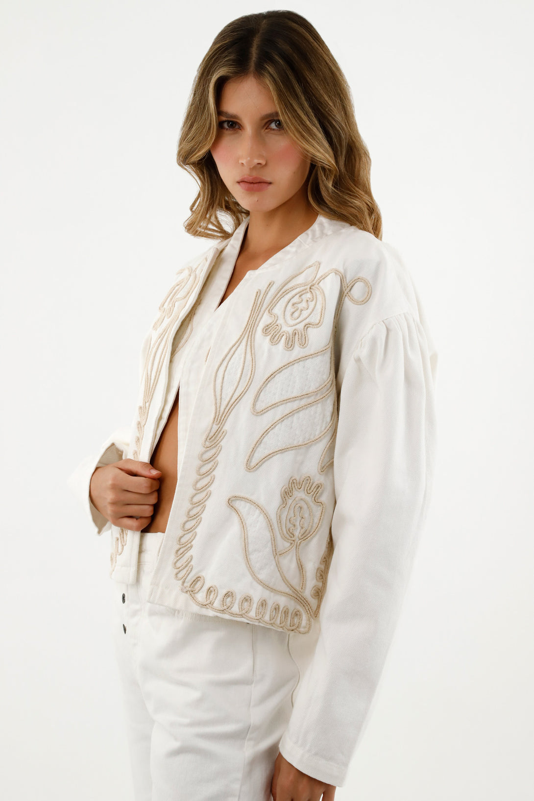 Women's Ecru Embroidered Jacket