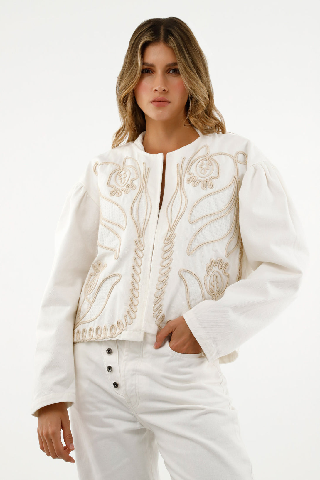 Women's Ecru Embroidered Jacket