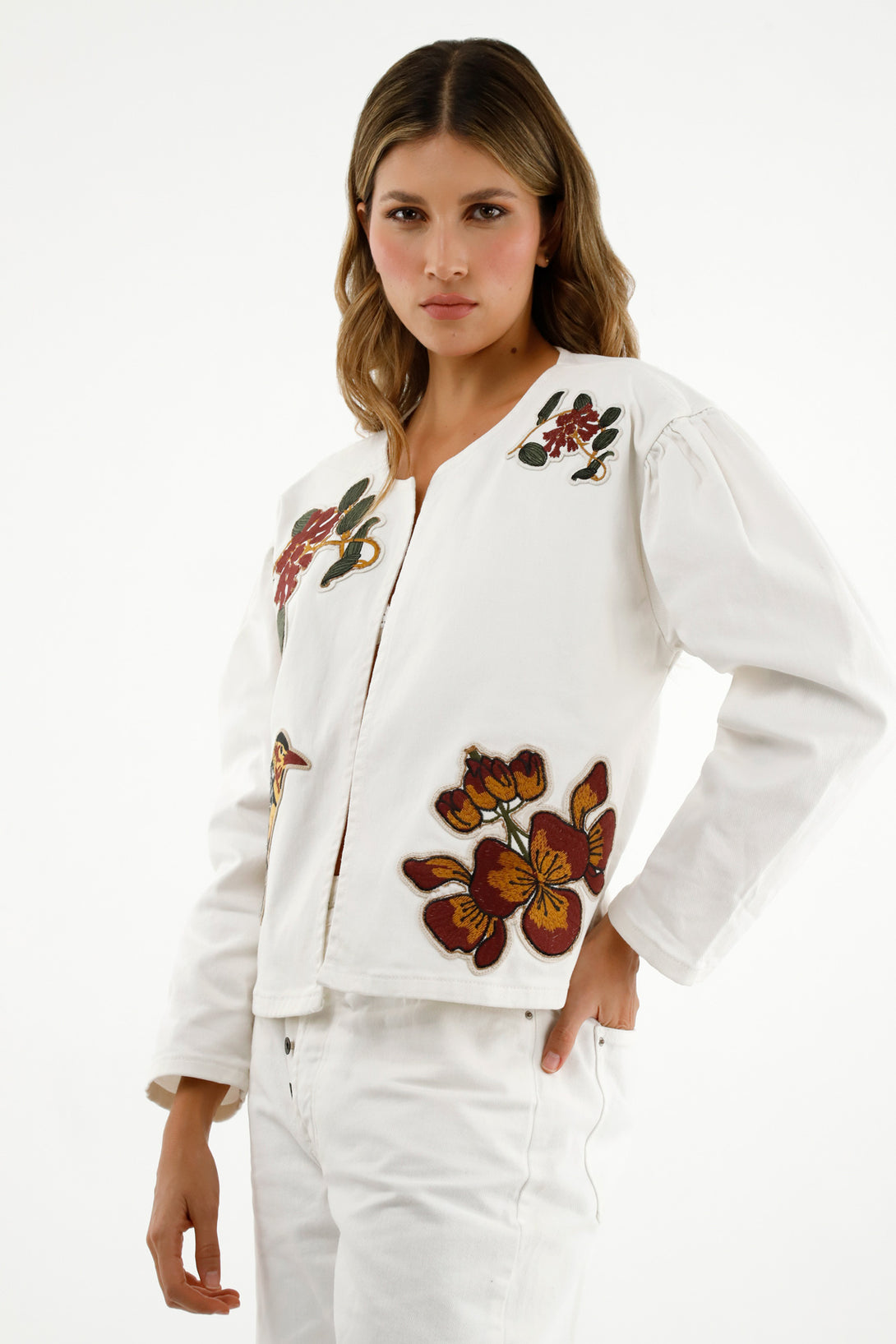 Women's Ecru Embroidered Jacket