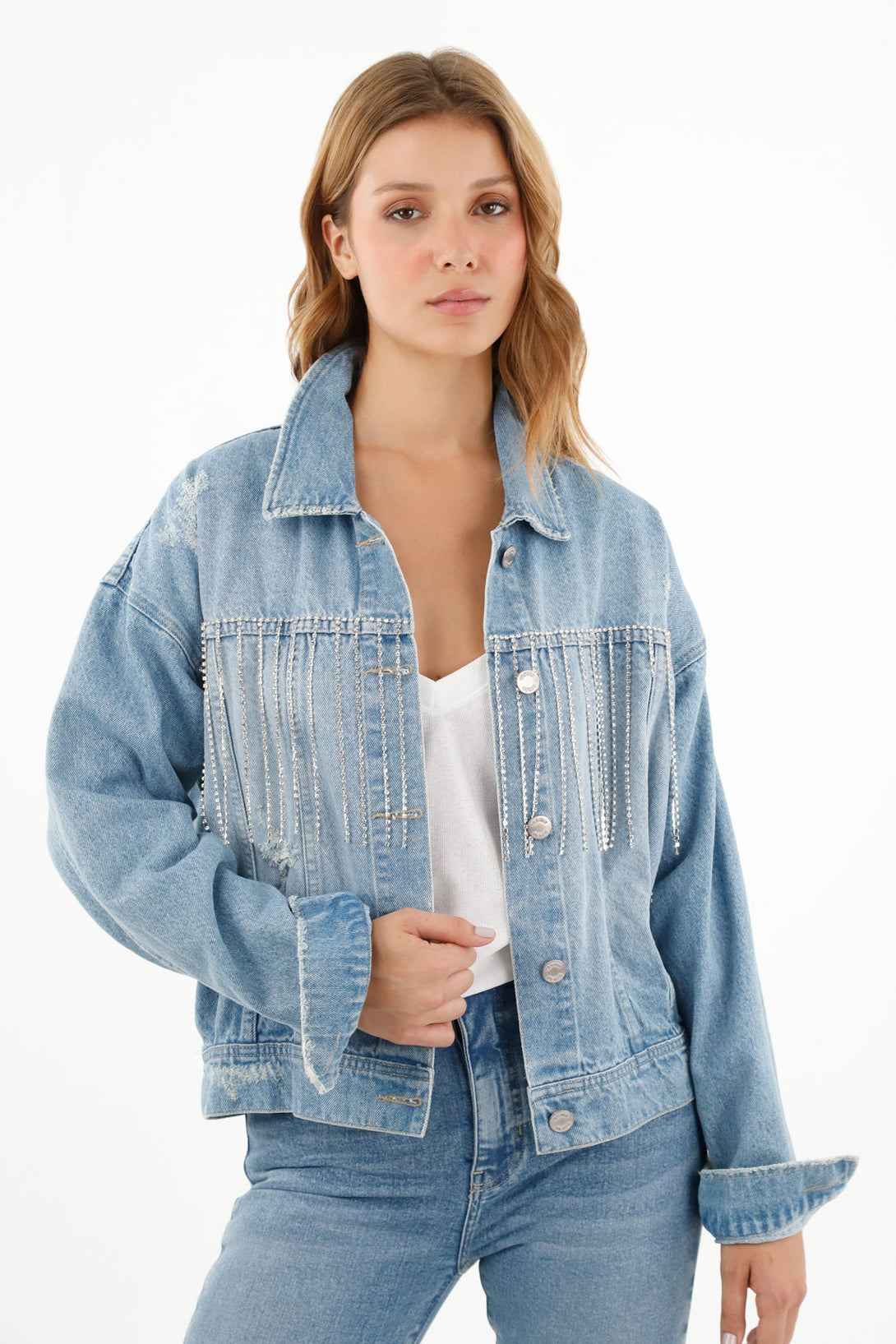 Chaqueta azul oversize para mujer