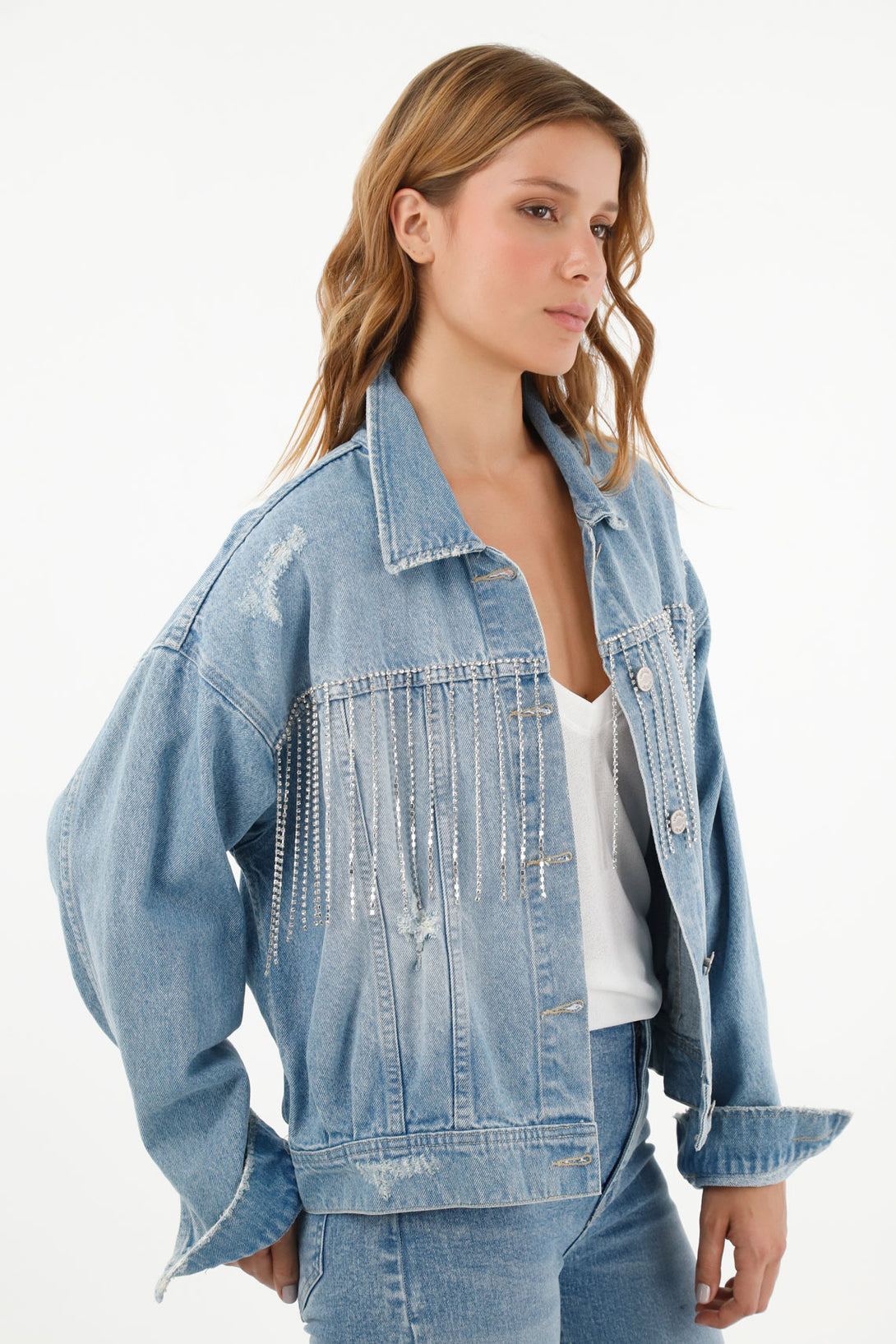 Chaqueta azul oversize para mujer