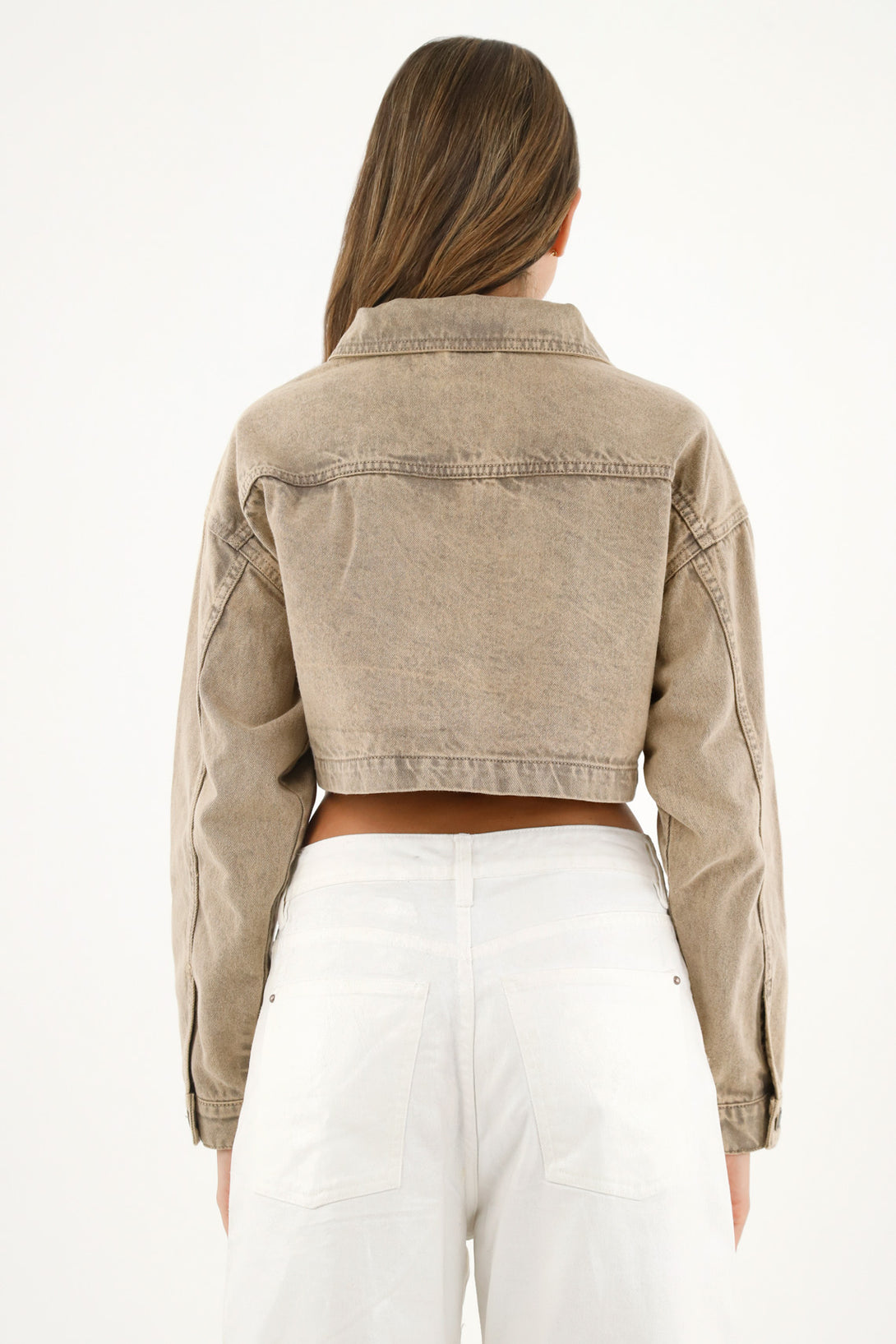 Women's Brown Cropped Jacket