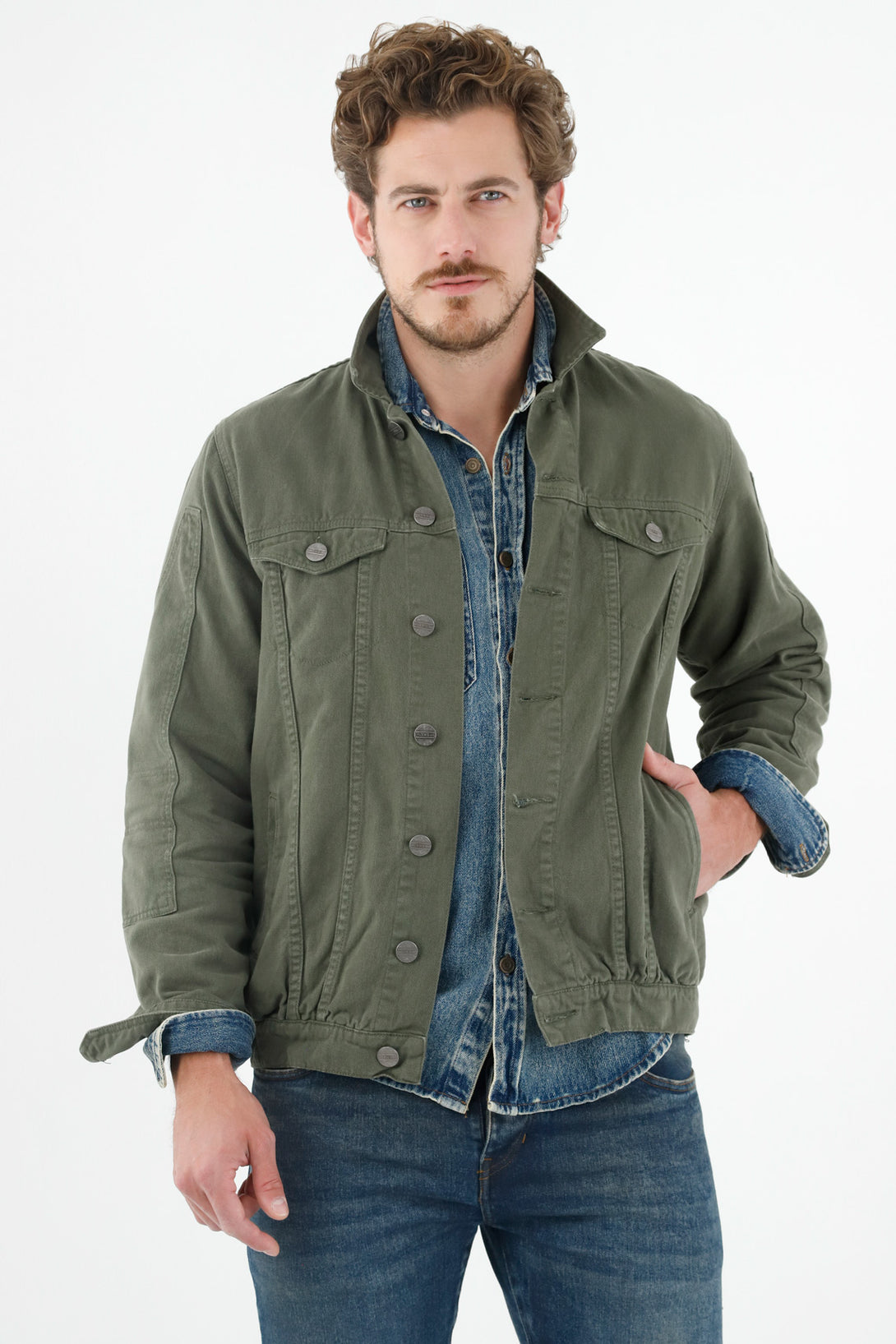 Men's Green Back-Printed Jacket