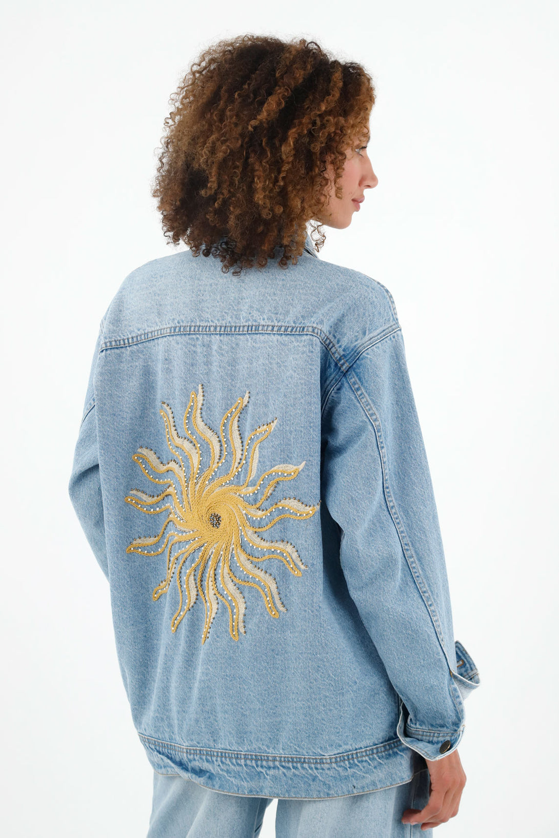 Women's Blue Back-Embroidered Jacket