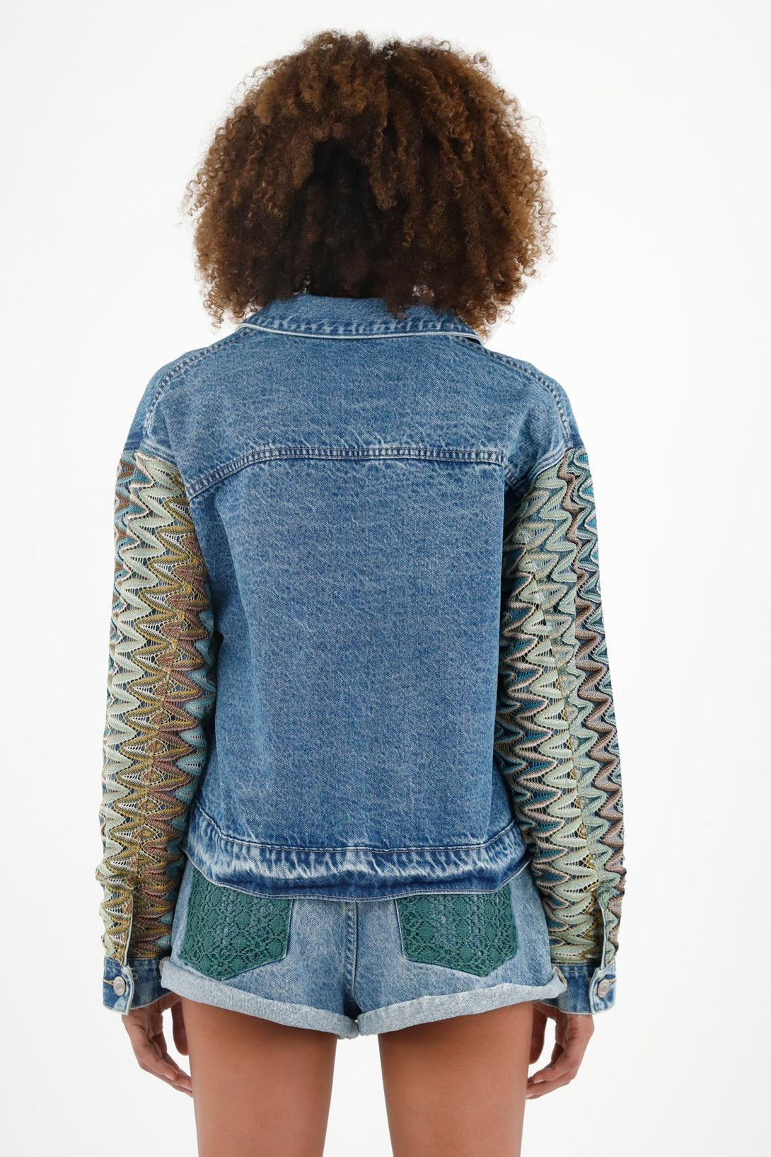 Women's Blue Lace-Detail Jacket