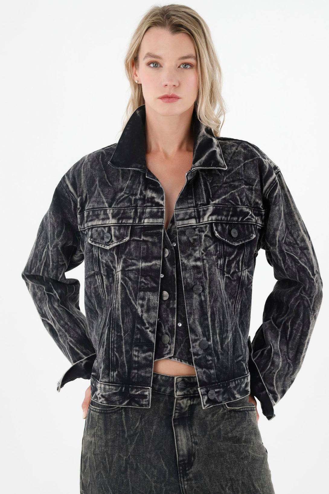 Women's Black Trucker Jacket