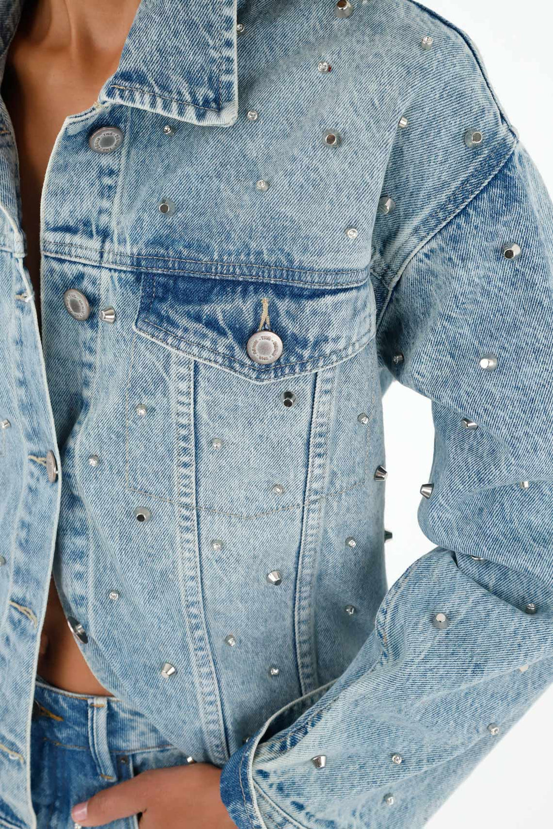 Women's Blue Studded Jacket