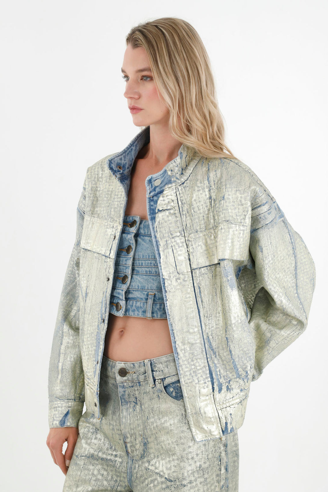 Women's Oversized Metallic-Effect Jacket