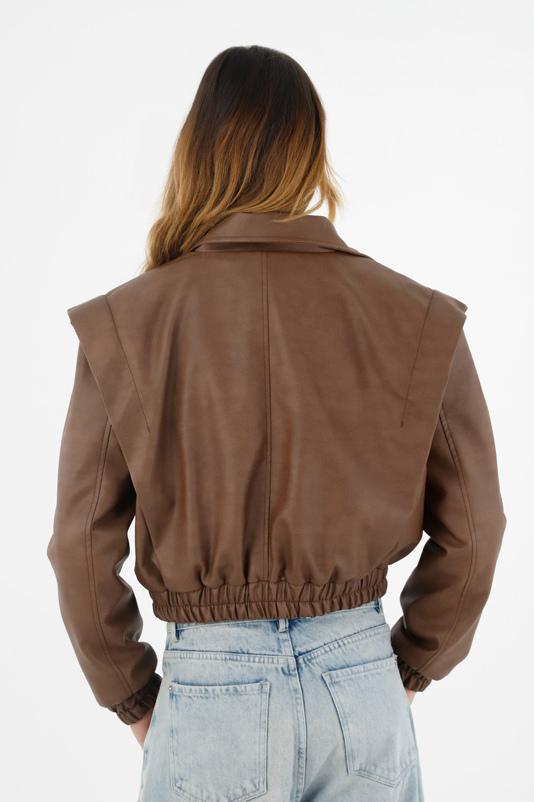 Chaqueta bomber jacket café para mujer