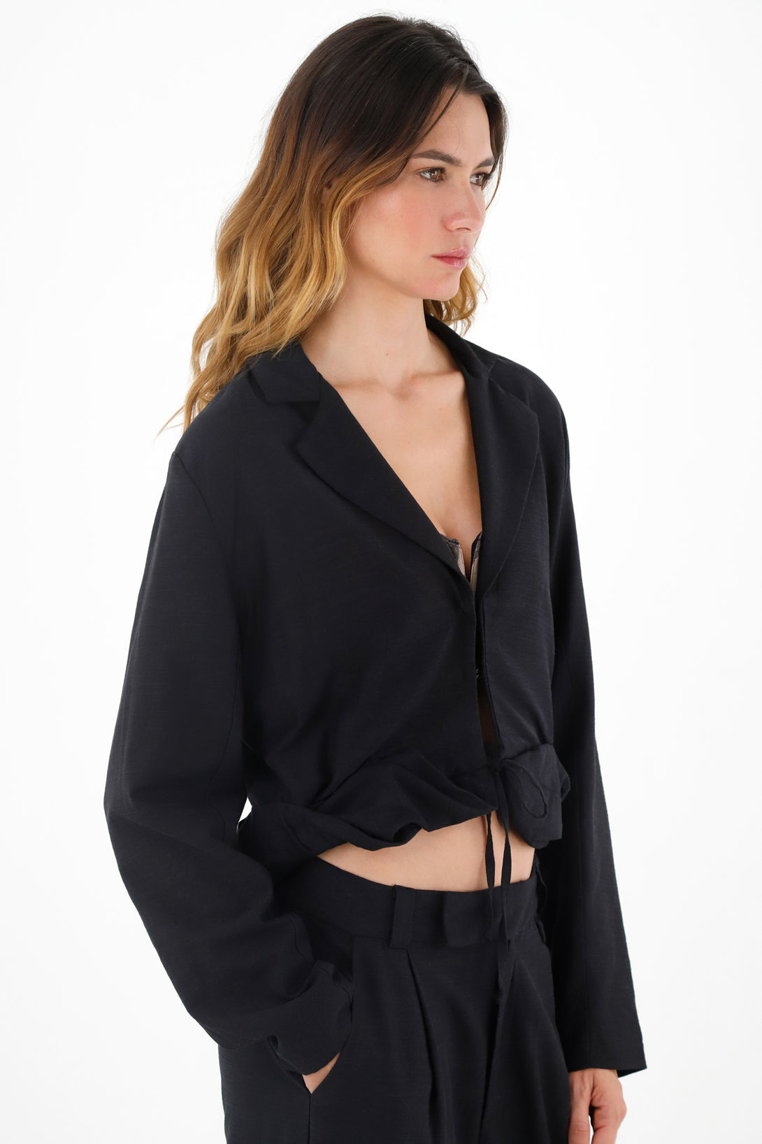 Women's Black Jacket with Bias Trim