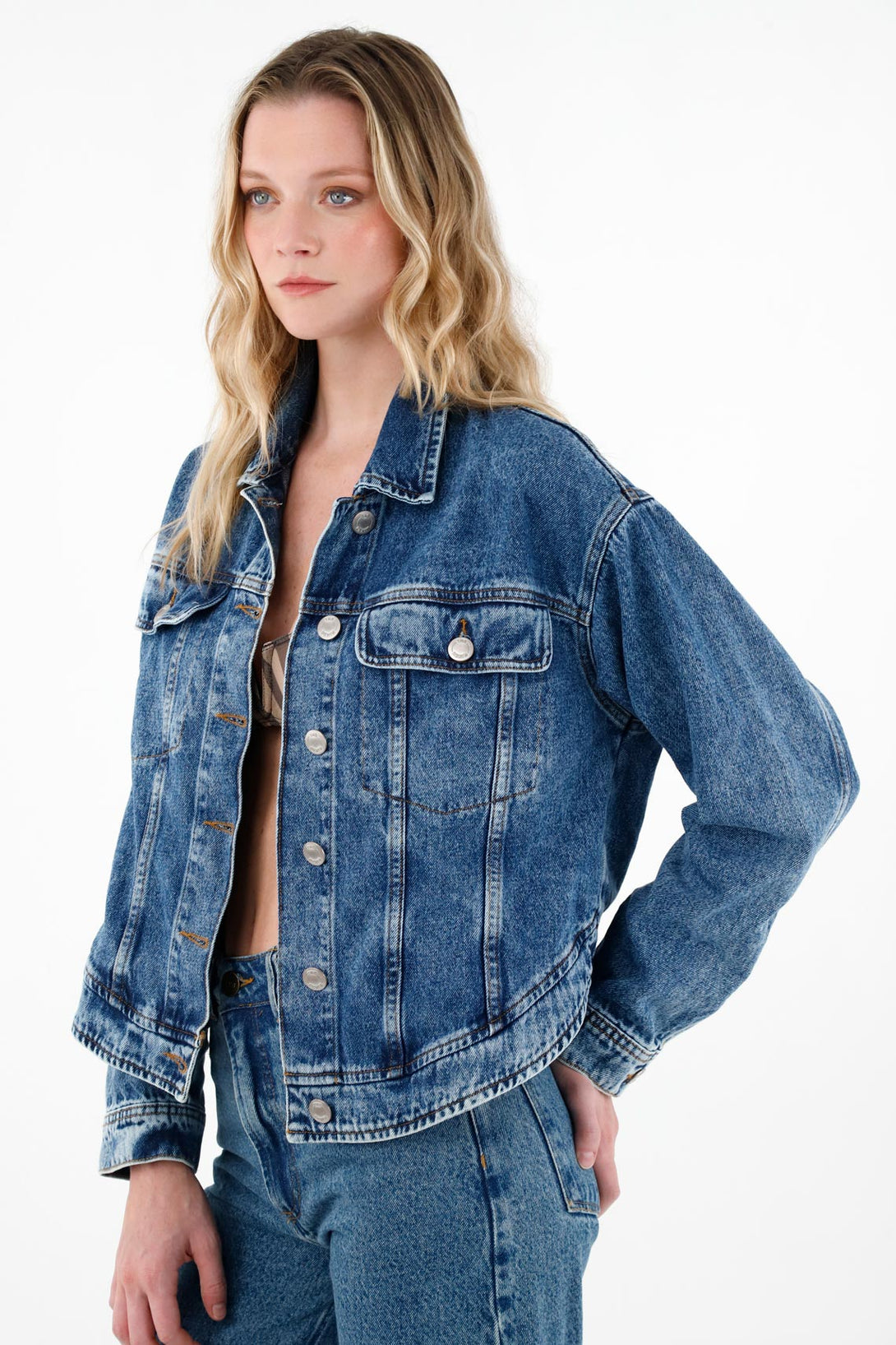 Women's Blue Back-Embroidered Jacket