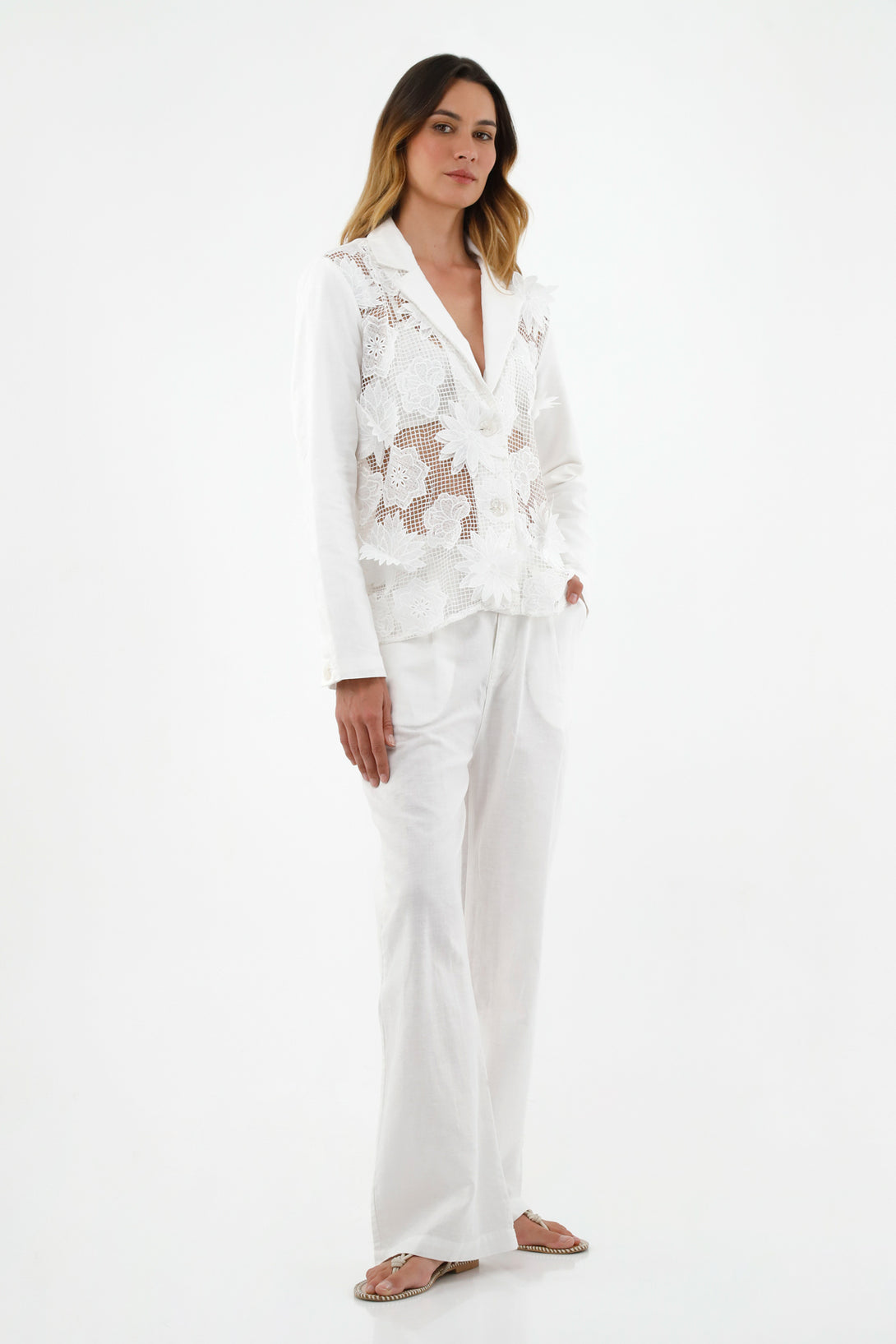 Women's White Embroidered Jacket