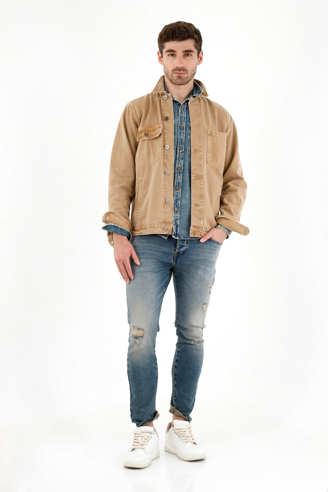 Chaqueta oversize café para hombre