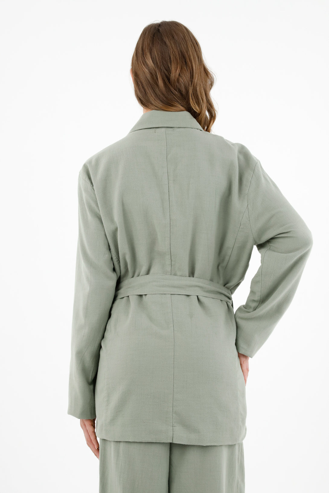 Chaqueta verde tipo blazer para mujer