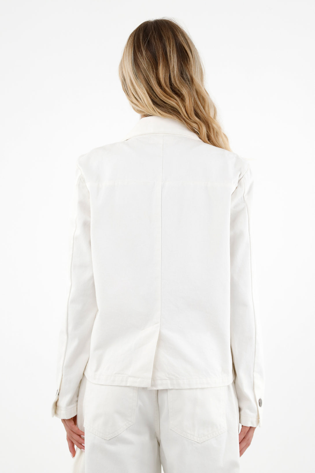 Women's Off-White Coat with Knitted Details