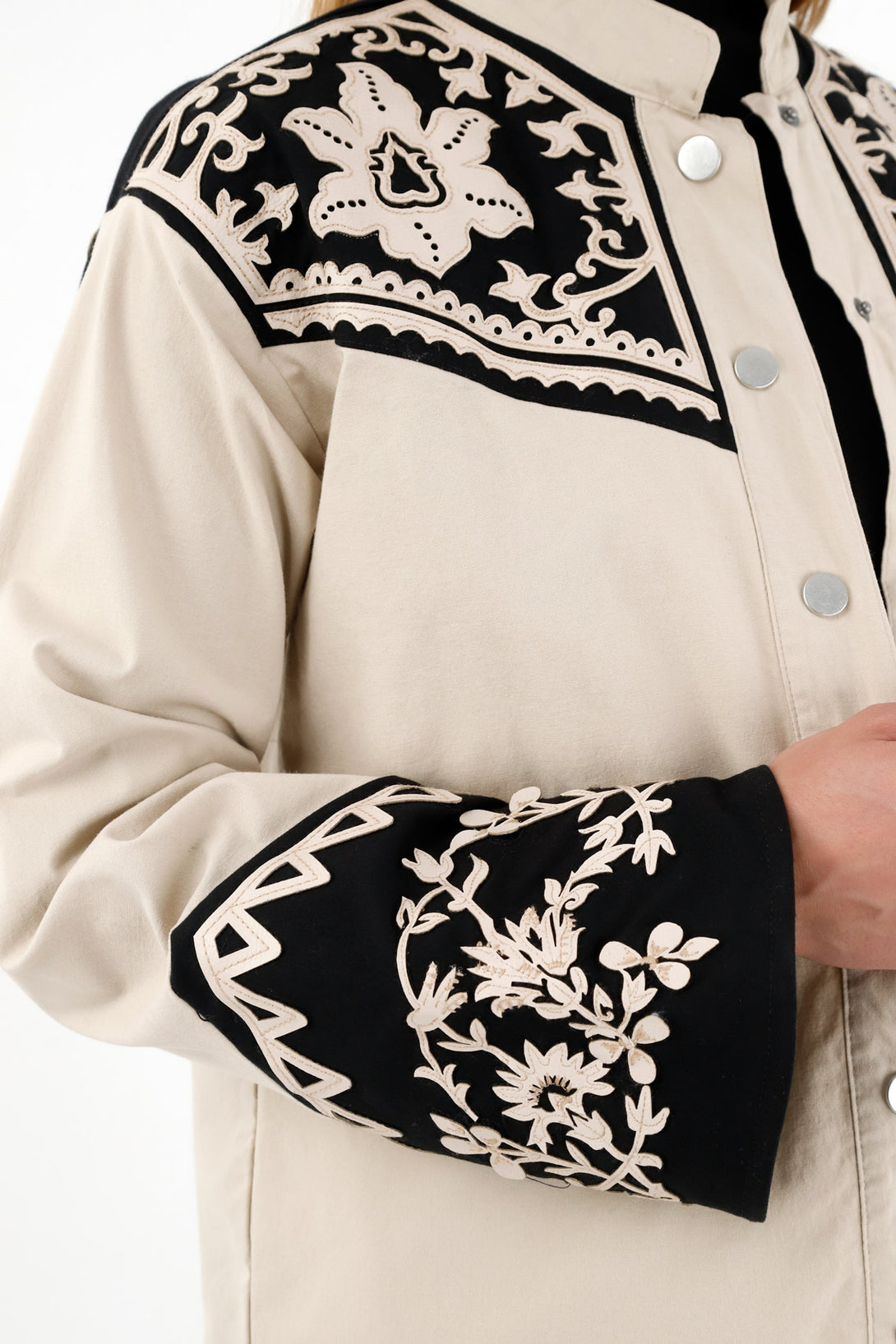 Women's Off-White Jacket with Embroidered Details