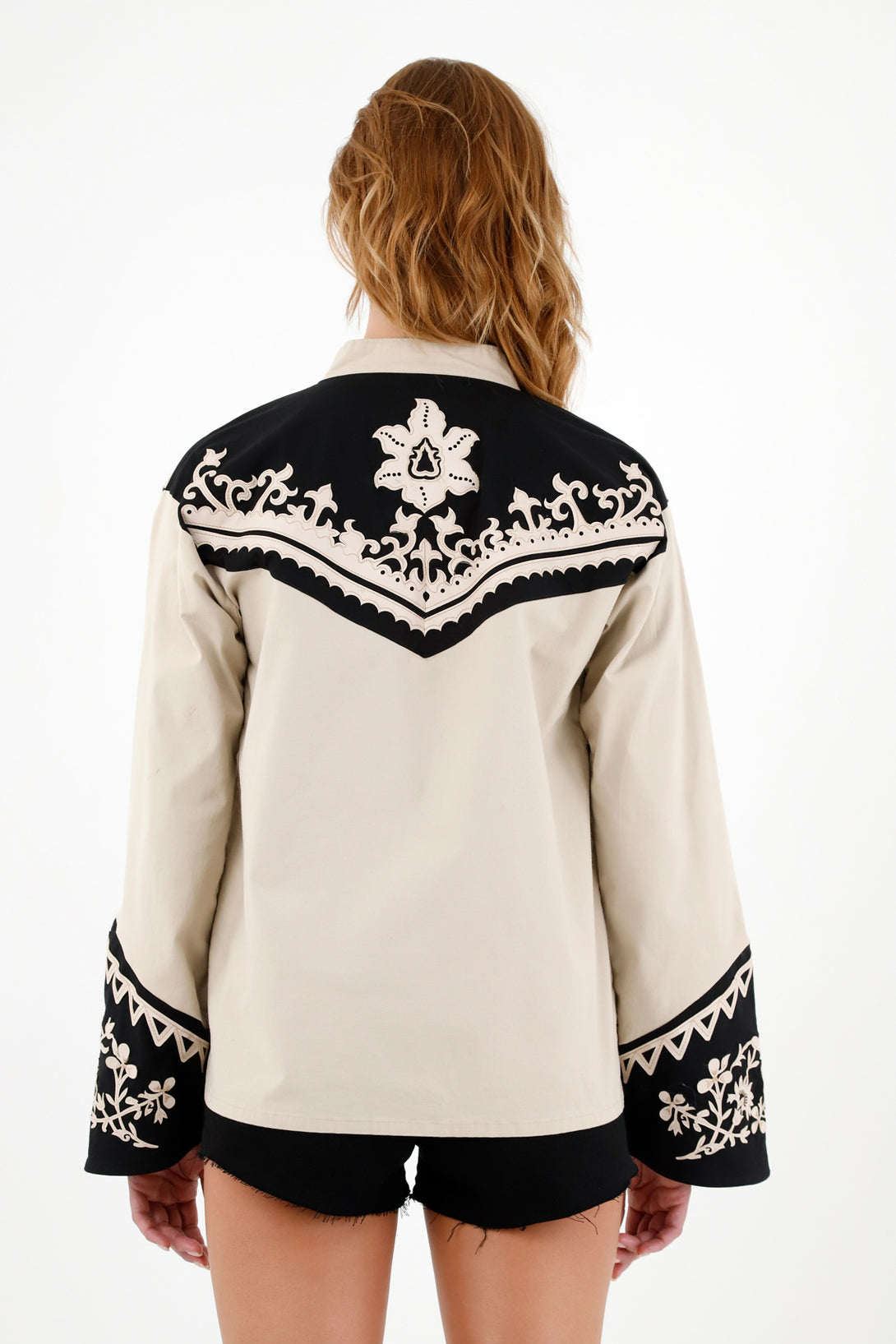 Women's Off-White Jacket with Embroidered Details