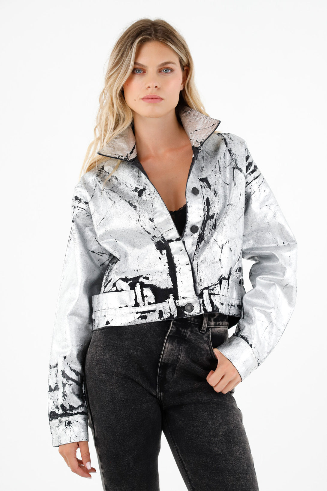 Women's Oversized Metallic Effect Jacket