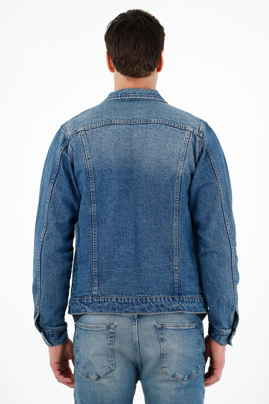 Chaqueta en demin lavado azul medio para hombre