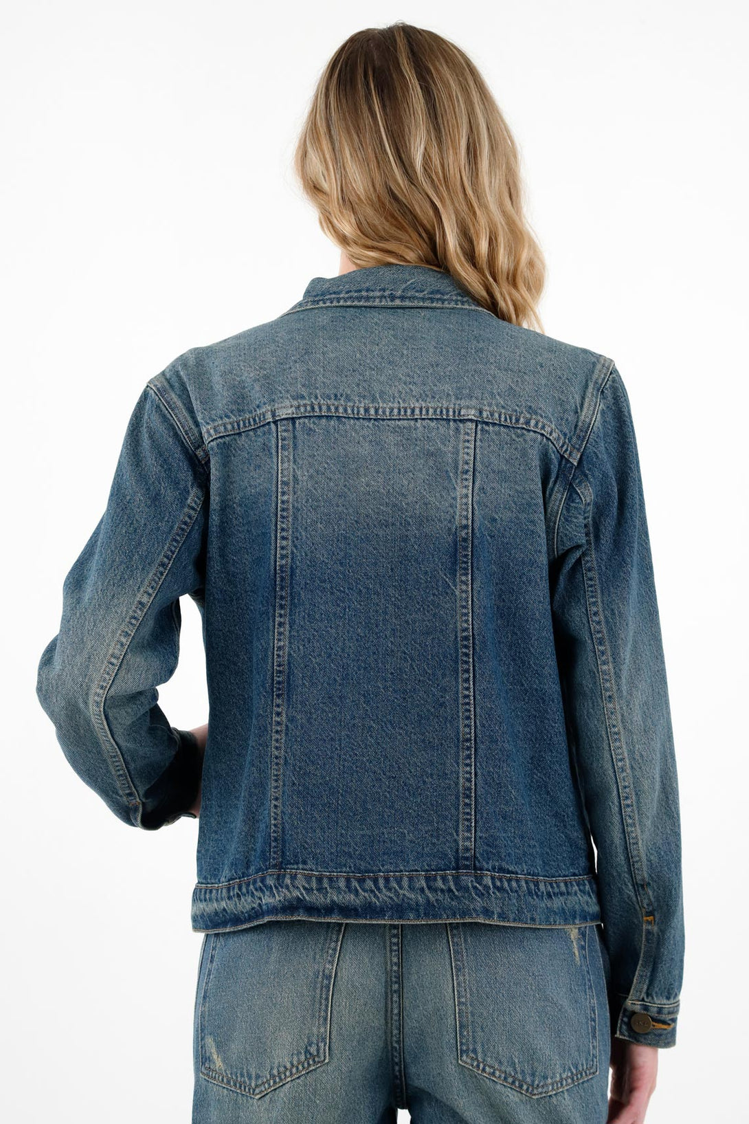 Chaqueta lavado azul medio en denim para mujer