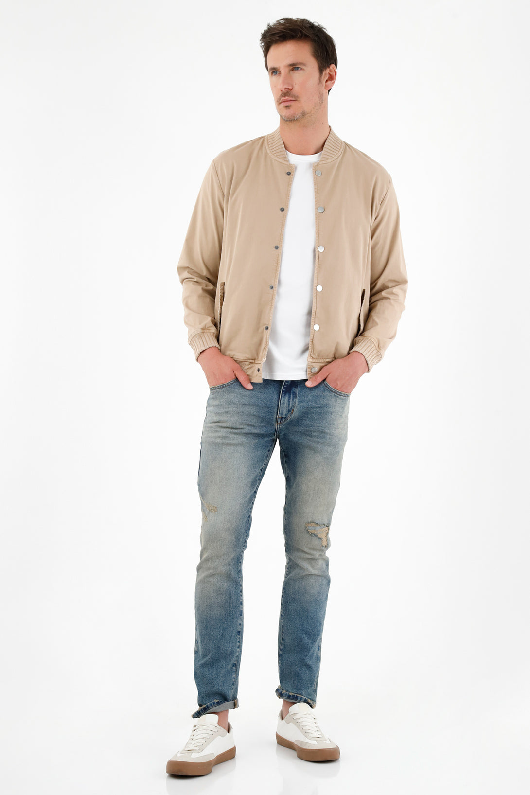 Chaqueta bomber café para hombre