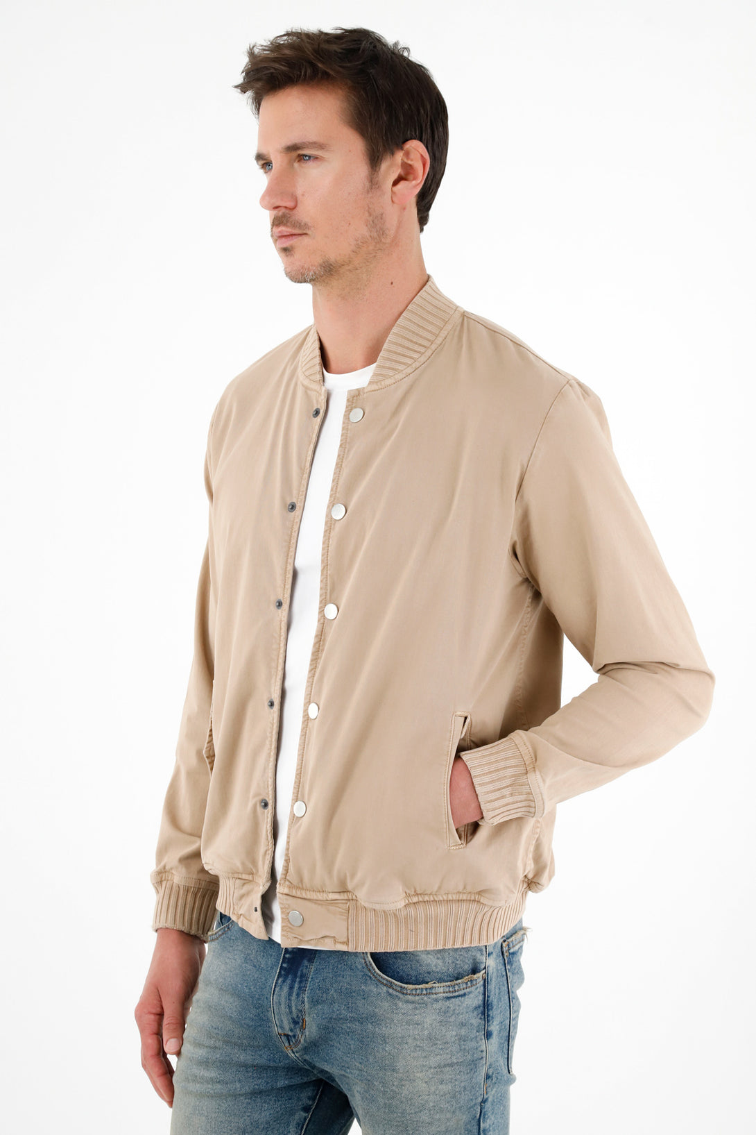 Chaqueta bomber café para hombre