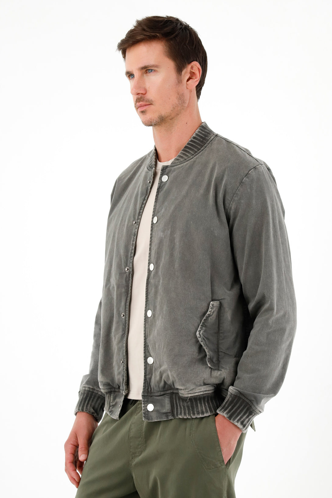 Chaqueta bomber gris para hombre