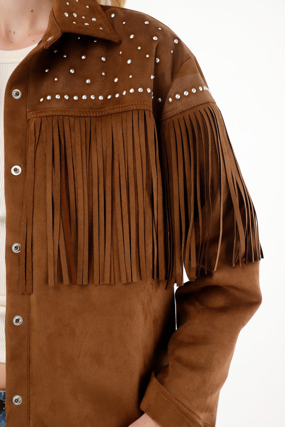 Women's Oversized Brown Fringe Jacket