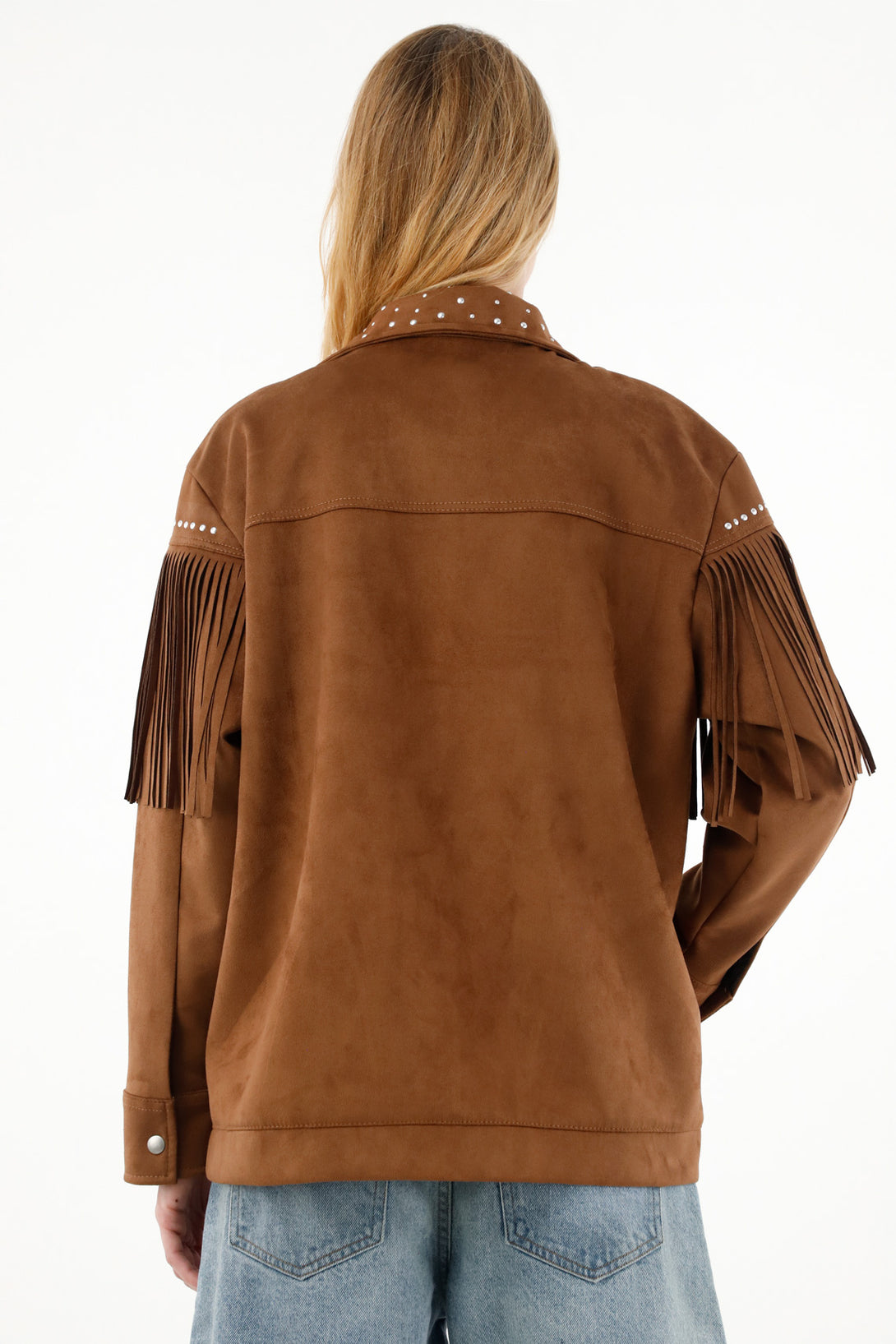 Women's Oversized Brown Fringe Jacket