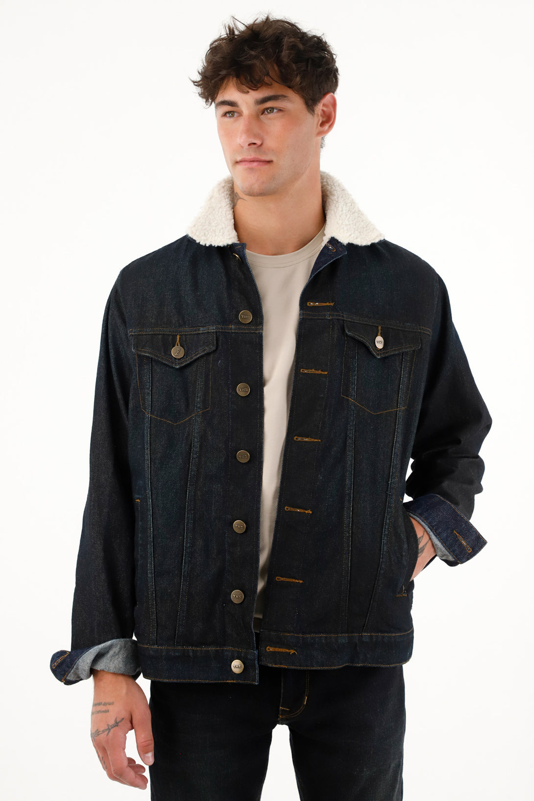 Chaqueta Trucker con cuello ovejero para hombre