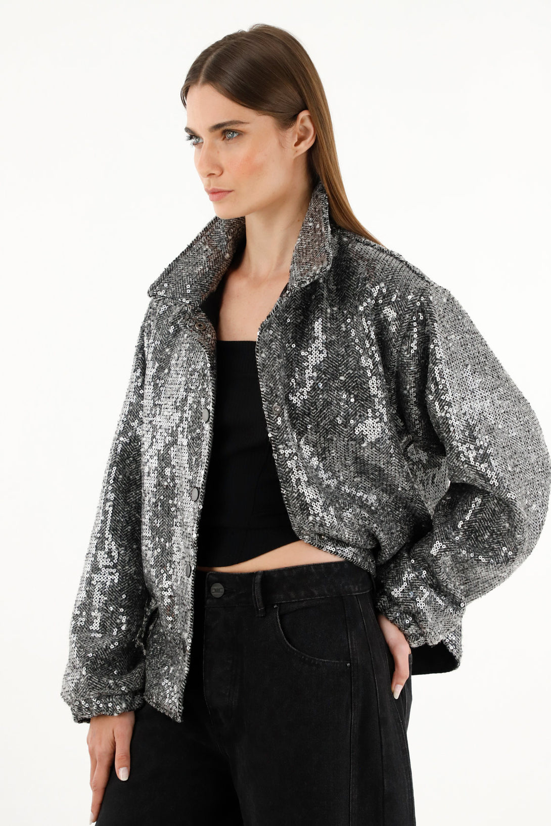 Women's Silver Sequin Jacket