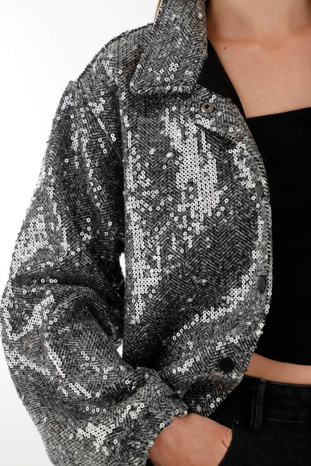 Women's Silver Sequin Jacket