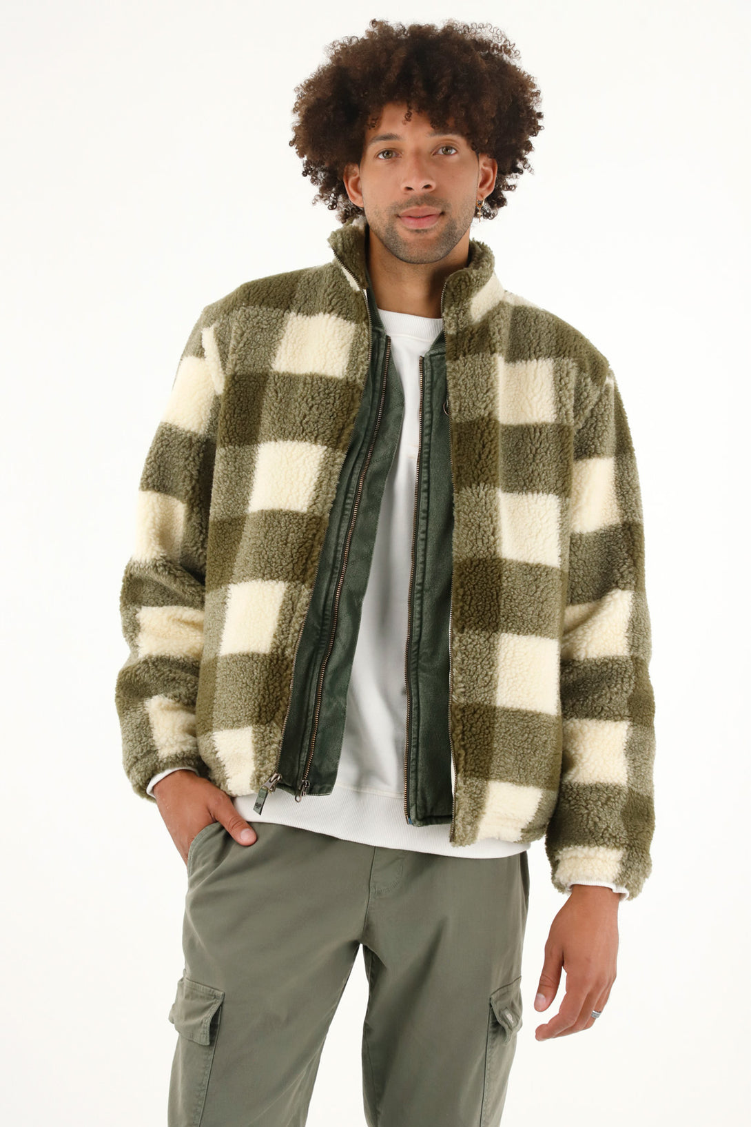 Men's checked plaid shepherd coat